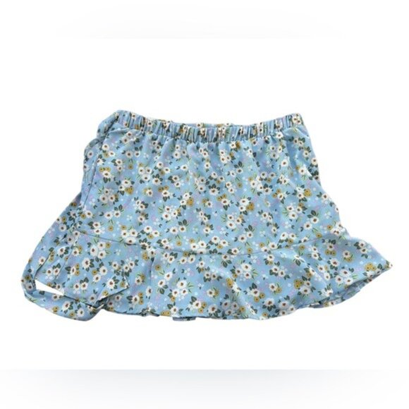 Attard State Womens Light Blue Floral Ruffle Wrap Skirt With Tie Waist L - Picture 3 of 7